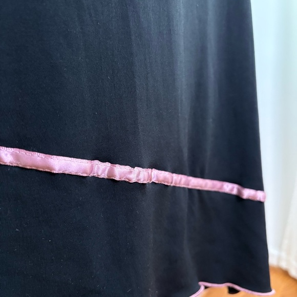 Vintage 90s Y2K Coquette Asymmetrical Babydoll Stretchy  Midi Dress Lace Bow S/M - Picture 13 of 16